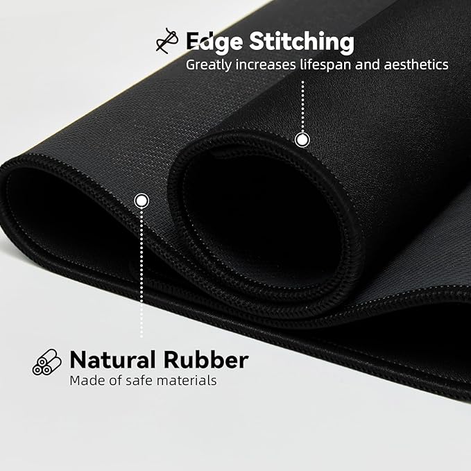 Waterproof Large Gaming Mouse Pad with Durable Stitched Edges, Non-Slip Rubber Base, Grainy Jacquard Mouse Mat Desk Pad for Home Office Gaming, 15.74"x35.43"x0.12", Black