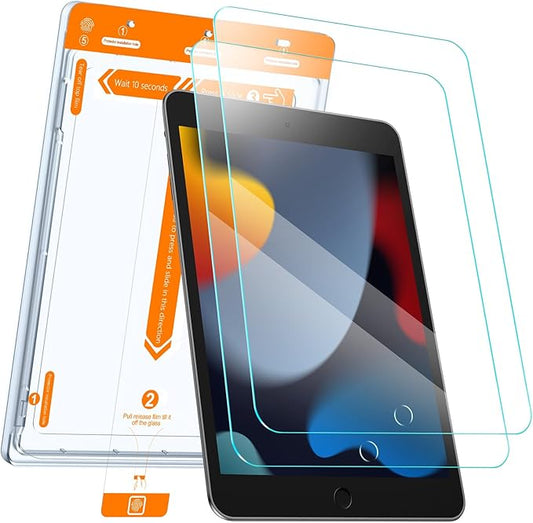 SIBEITU 2 Pack for iPad 9th/8th/7th Generation 10.2-inch Tempered Glass Screen Protector with Easy Application kit, HD Clarity Military Grade Shatterproof Compatible Apple Pencil, Scratch Resistant