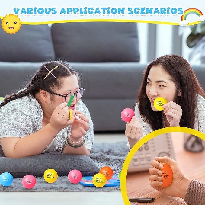 Jerify 72 Pcs Motivational Stress Balls Bulk Inspirational Stress Balls Colorful Foam for Adults Hand Exercise Small Therapy Fidget Relief Anxiety Toys for Coworkers Gifts Fidget