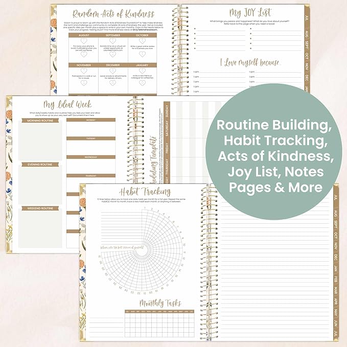 bloom daily planners HARDCOVER 2025-2026 (8.5" x 11") Academic Year Day Planner (July 2025 - July 2026) - Task Goal Organizer - Monthly & Weekly Inspirational Agenda Book - Whimsical Wildflowers