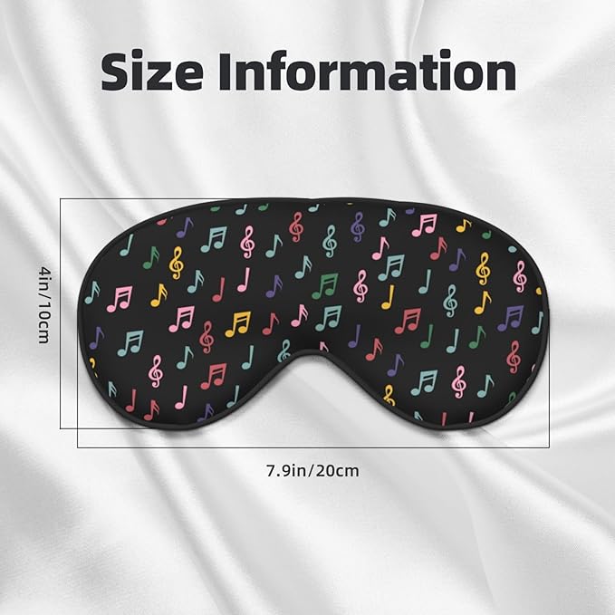 Sleep Eye Mask Colorful Music Notes Sleep Mask for Women Men Comfortable Eye Mask with Adjustable Strap Soft Eye Cover Blindfold for Travel Yoga Nap Shift Work