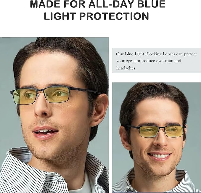 Blue Light Blocking Glasses UV400 Anti Eyestrain Computer Gaming Blue Light Screen Blocker Metal Eyewear for Men Women