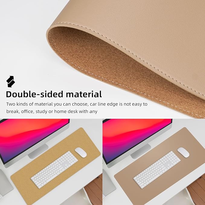 Desk Mat,47.2" x 17" Leather Desk mat,Double-Sided Desk Pad,Desk matt for Desktop,Large Mouse Pad,Office Desk mat,Waterproof Desk Blotter pad for Office&Home(Dark Apricot)