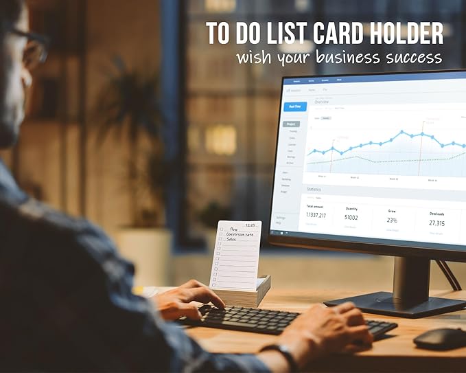 Daily To Do List Planner, Daily ToDo Checklist Cards and Bamboo Stand, 50 To Do Cards, Productivity System Planners Notebook for Work Office Accessories