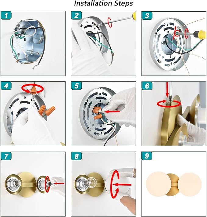 Bathroom Vanity Light Fixtures, Modern 2 Lights Globe Wall Sconce Lighting Aged Brass, Porch Wall Mount Light Fixture for Bathroom, Mirror Cabinets Hallway Stairs