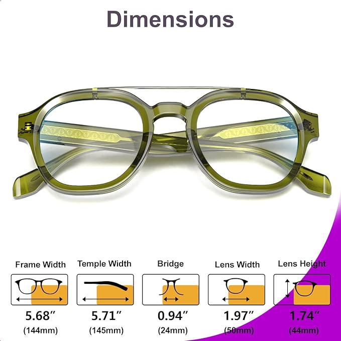 VISOONE Retro Round Anti Eyestrain Metal Medium Eyewear Blue Light Blocking Glasses for Computer Gaming Women Man SANFORD