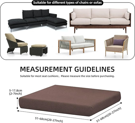 8Pcs Stretch Patio Cushion Cover Outdoor Cushion Cover Slipcovers Couch Cover Waterproof Replacement Sofa Cushion Covers Thick Jacquard Textured Twill Fabric Porch Patio Furniture Protector（Camel）