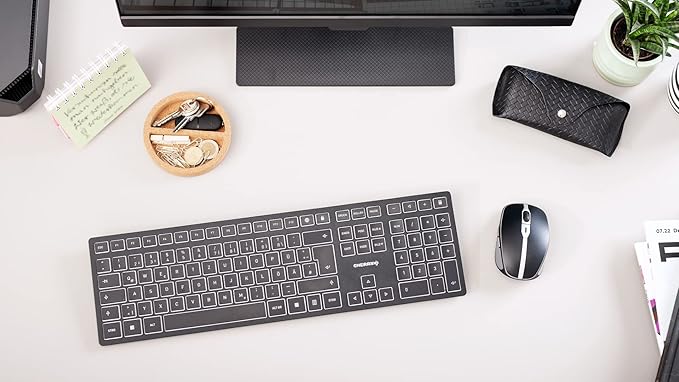 Cherry KW 9100 Slim Wireless Keyboard Rechargeable with SX Scissor Mechanism, Silent keystroke Quiet Typing with Thin Design for Work or Home Office.