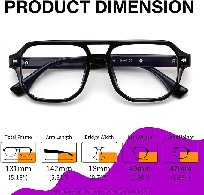 FEISEDY Aviator Blue Light Glasses for Men Women, Retro 70s Style Design Anti Glare Digital Eyestrain & Daily Wear B0284