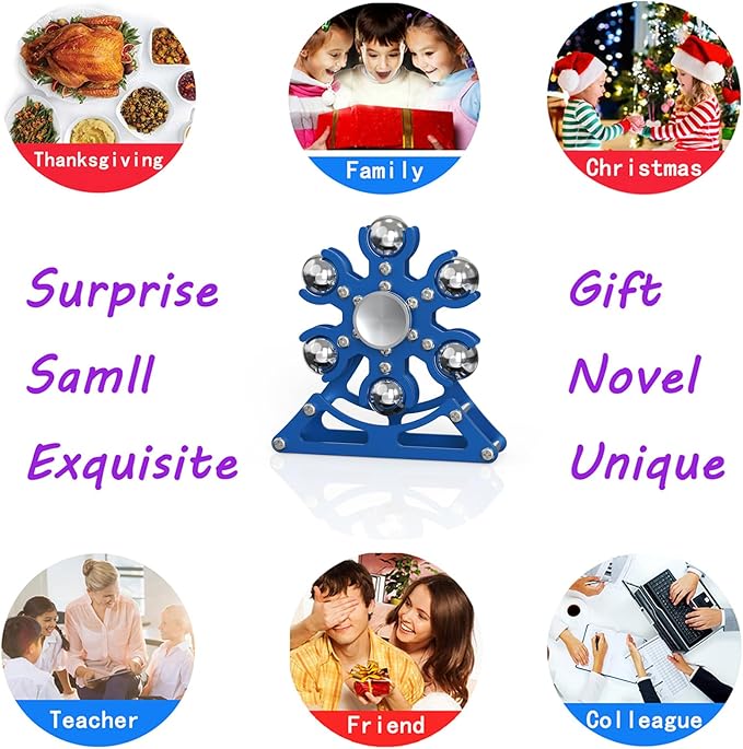 Desk-Fidget-Toys Ferris-Wheels-Spinner: Metal Kinetic-Fidget-Spinner 4mins, EDC-Toy Cool-Gadgets for School Office Christmas, ADHD Tools Gift Cool-Stuff Stress Relief Gift for Kid Children Teen Adult