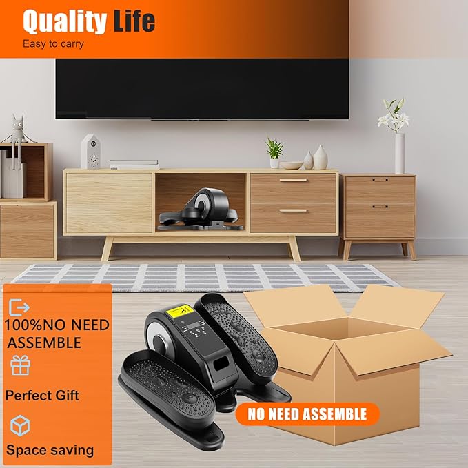 Motorized Under Desk Elliptical Pedal Exerciser – Compact Seated Leg & Foot Trainer with Remote Control – Quiet Electric Exercise Machine for Seniors, Rehab & Office Use