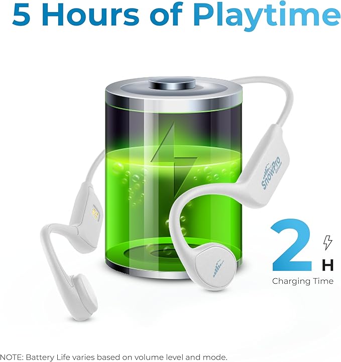 H2O Audio Snow PRO Bone Conduction Bluetooth Open Ear Headset with MP3 Player - Waterproof Multi-Sport Headphones for Skiing, Snowboarding, Cross Country Skiing - White