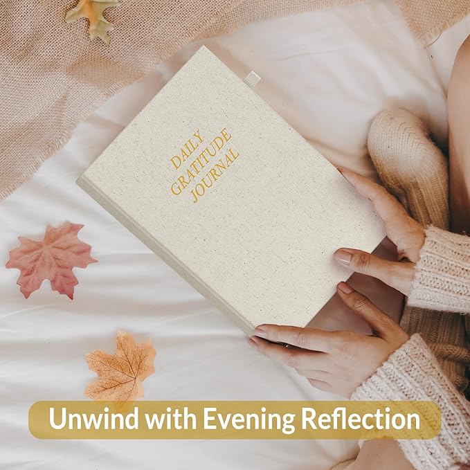 SUNEE Daily Gratitude Journal – Simple 5 Minute Journal for Daily Reflection, Build Positivity and Mindfulness, Undated Minimalist Planner for Women & Men (Beige)