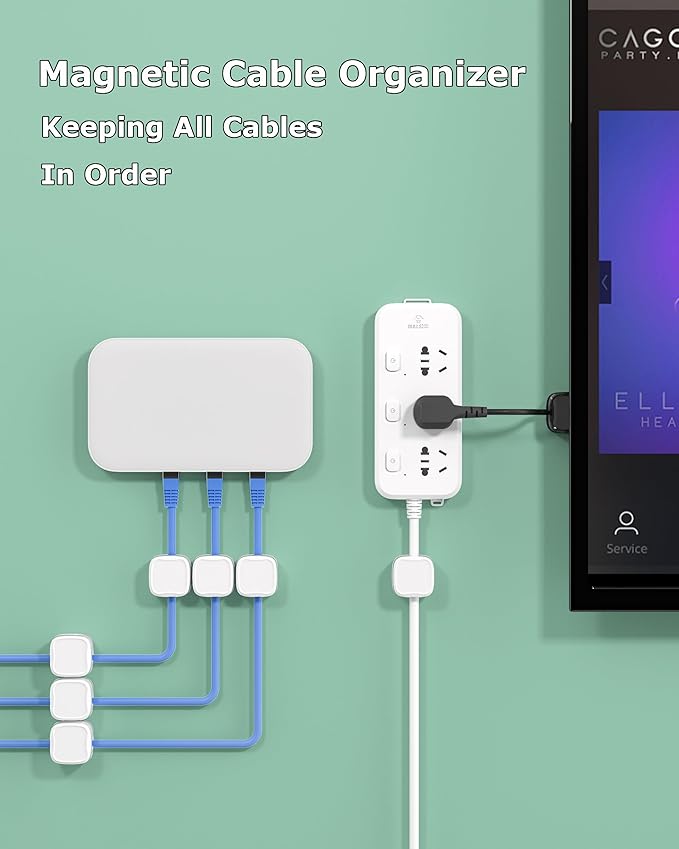 Magnetic Cable Clips, Adjustable Cord Holder Management, Adhesive Wire Keeper Organizer for Home Office Desk Phone PC Car Wall Desktop Nightstand Appliance (9-Pack White)