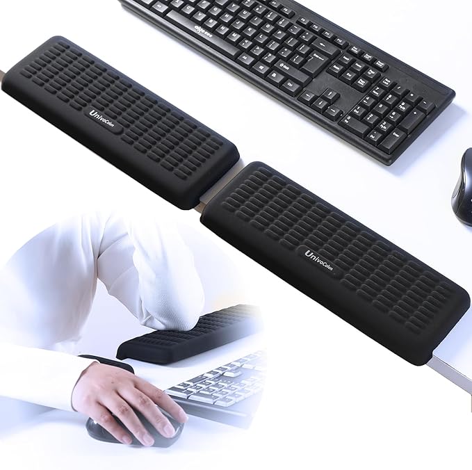 UnivoColors PostureUp L-Shaped Desk Wrist Rest & Elbow Rest, Non-Slip, Separate Design, Memory Foam Desk Edge Support, Ergonomic Design for Long-Hour Work (11.8 * 3.9 inch 2-Piece Set)