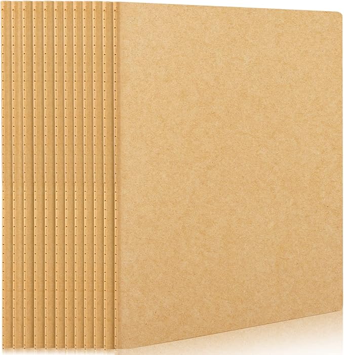 EUSOAR Journal Notebook, 12 Pack A4 11" x 8-1/2", 40 Sheets/ 80 Pages, 100gsm Thick Paper, Kraft Notebooks College Ruled, Line Travelers Journals Bulk Softcover, for Diary Writing Work Office