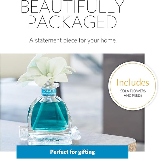 AGRARIA AirEssence Flower and Reed Diffuser Set, Handmade Sola Flower Botanical Home Fragrance Set, Scented Oil Reed Diffuser Gift for All Occasions