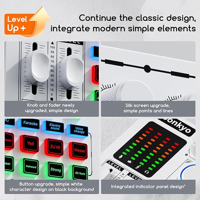 F999MAX Live Sound Card, RGB Lighting Effects, Professional Audio Mixer & Noise Reduction, Metal Body & Indicator Panel, Audio Interface & Voice Changer, DJ Mixer for Live/Gaming/Podcasting/Karaoke