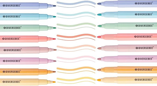 DIVERSEBEE Dual Tip Bible Highlighters and Pens No Bleed, 8 Pack Assorted Colors Quick Dry Highlighters Set, Cute Markers, Bible Study Journaling School Office Supplies and Accessories (Pastel)