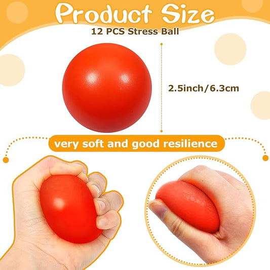 24 Pcs red Foam Stress Ball Squeeze Stress Relief Balls for Kids and Adults Hand Exercise Sensory Relief Toys for Anxiety ADHD Autism （red）