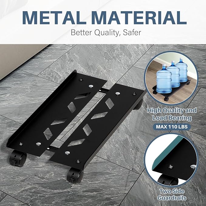 Mobile PC Stand, Adjustable Metal Computer Tower Stand, PC Floor Stand with 4 Locking Caster Wheels, PC Tower Stand, CPU Holder, PC Cart PC Riser Fits Most PC for Gaming Office Desk