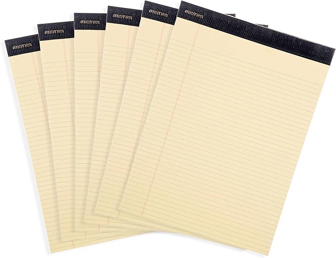 Mintra Office Legal Pads, ((xPremium, 8.5in x 11in, Narrow (Canary), 36pk (6-6pks)), Narrow Ruled, 50 Sheets per Notepad, Micro perforated Writing Pad, Notebook Paper for School, College, Office, Work