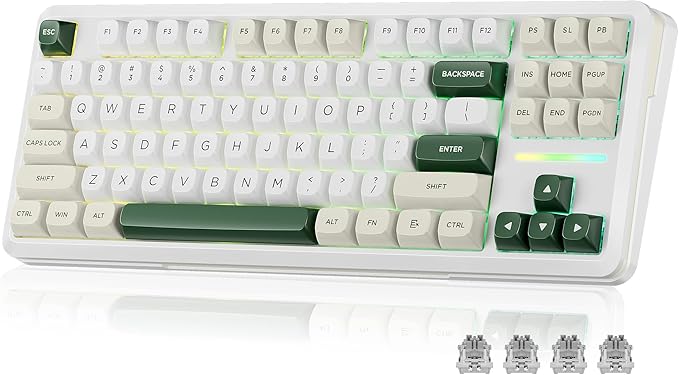 Redragon K734W Wireless Mechanical Keyboard, Tri Mode BT5.0/2.4G/USB-C 75% 81 Keys TKL Custom Hot Swappable Gaming Keyboard, Pre-lubed Linear Switches,RGB Gasket Computer Creamy Keyboard, for PC/MAC