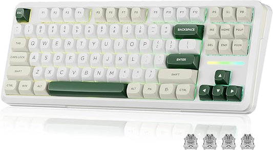 Redragon K734W Wireless Mechanical Keyboard, Tri Mode BT5.0/2.4G/USB-C 75% 81 Keys TKL Custom Hot Swappable Gaming Keyboard, Pre-lubed Linear Switches,RGB Gasket Computer Creamy Keyboard, for PC/MAC