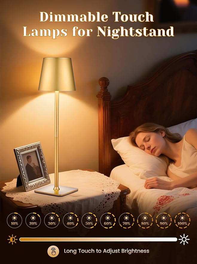 Cordless Table Lamps Set of 2,6000mAh Battery Operated Lamp,Dimmable+3 Colors Rechargeable Lamps Cordless Lamp,Portable & Wireless Table Light for Kitchen/Bedroom/Bathroom/Living Room/Outdoor