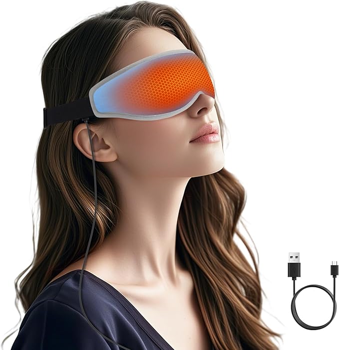 Heated Eye Mask Warm Eye Compress for Dry Eyes - USB Electric Heat Eye Mask Heating Pad for Dry Eye Relief, Stye, Blepharitis, Improve Sleep