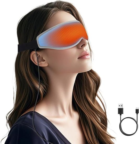 Heated Eye Mask Warm Eye Compress for Dry Eyes - USB Electric Heat Eye Mask Heating Pad for Dry Eye Relief, Stye, Blepharitis, Improve Sleep