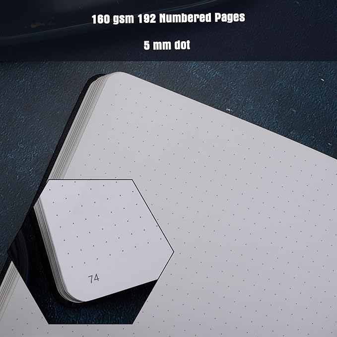 TIEFOSSI Bullet Dot Journal, Vintage Journal Notebook for Women Men, 160 GSM 192 Premium Pages, A5 Hardcover Journaling Notebooks Gift, for Travel Office Daily Writing