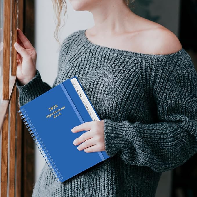 2026 Appointment Book & Planner - 2026 Daily Hourly Planner from January 2026 - December 2026, Weekly Appointment Book with 30-Minute Interval, Medium 6.4" x 8.5", Blue-B