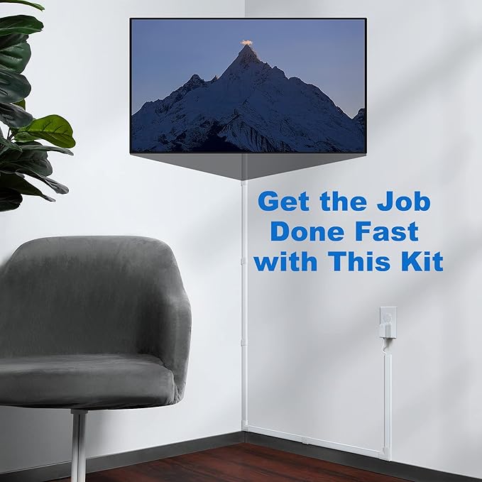 102in Wall Cable Hider, Cord Hider to Hide 3-4 Cords, Self-Adhesive TV Wire Hider for Wall, Cable Management Kit, Cable Raceway White, Paintable Cable Concealer, 6 x L17in x W1.2in x H0.6in