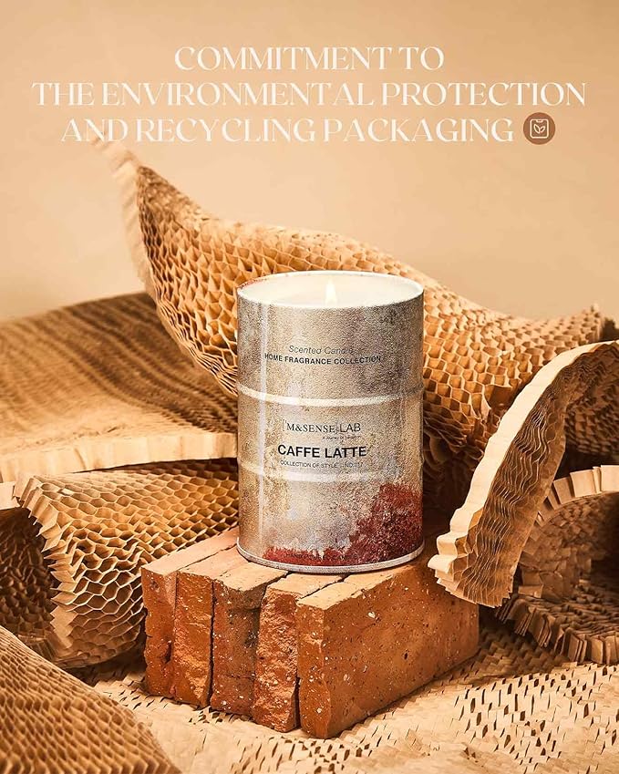 M&SENSE Caffe Latte Scented Candles Natural Non Toxic, Aromatherapy Candle for Stress Relief Meditation Relaxing, Housewarming Gifts for Women Men, 11.3oz 70 Hour Long Burning