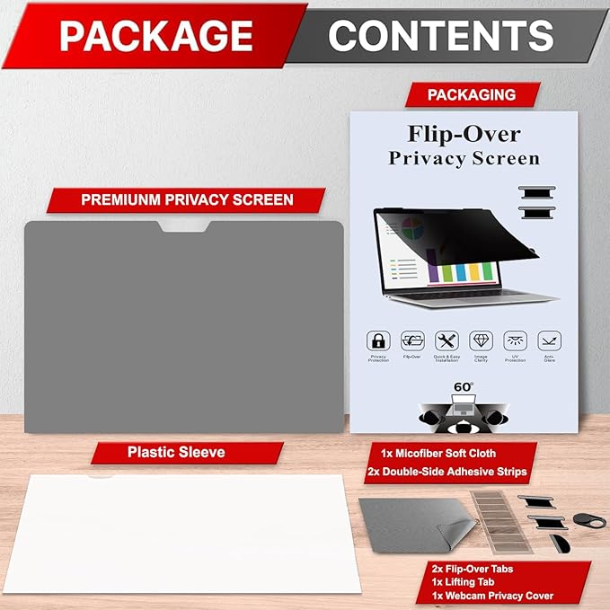 Privacy Screen Filter for MacBook Pro 16 Inch (2021-2024, M1, M2, M3, M4, Pro, Max) | Flip Over Laptop Privacy Shield | Anti-Glare | Eye Protection| Aniti Spy | Blue Light Reduced Protector