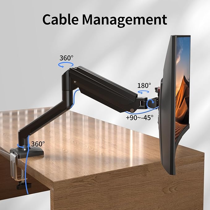 suptek Single Monitor Arm Mount for 13-32 inch, Adjustable Gas Spring Monitor Arm Desk Mount Stand for 4.4-19.8lbs, with VESA Mount 75x75/100x100mm