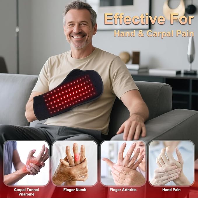 Red-Light-Therapy-for-Hands,2025 Upgraded 4 Modes Infrared Light Therapy for Finger Wrist Pain Relief,150 Dual Wavelength LED,Consisting of Adjustable Power and Time Controller,15 * 9IN