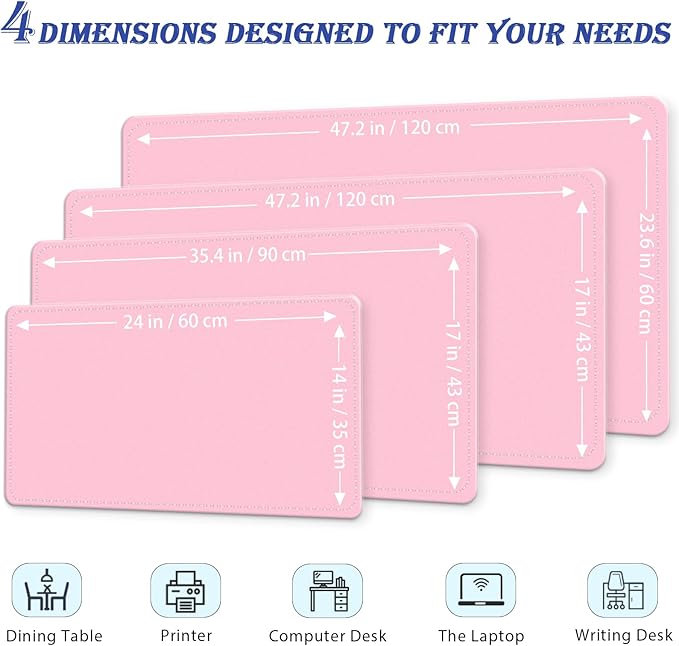 Non-Slip Desk Pad, 24" x 14" Large Mouse Pad, PU Leather Desk Mat with Suede, Laptop Desk Pad, Waterproof Keyboard Pad, Desk Blotter for Office/Home/Decor (Fairy Tale Pink)
