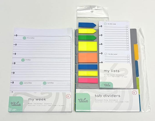 Talia Discbound Notebook Refills (Weekly Undated ORG Kit - Horizontal, Junior (5.5in x 8.5in))
