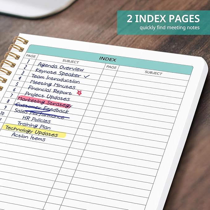 Meeting Notebook for Work Organization, Aesthetic Meeting Minutes Notebook for Work, Event Project Agenda Planner Organizer, Perfect for Office School Business Supplies, 6.9" X 9.7" - Poppy Garden