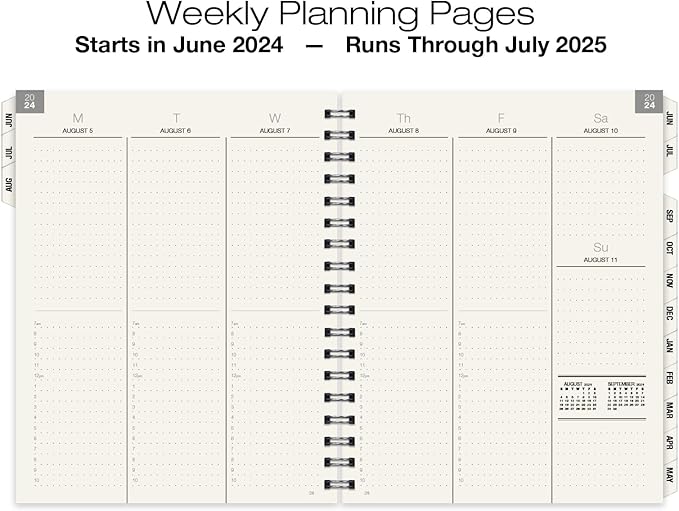 Global Printed Products Essential 7"x9" Monthly & Weekly 2024-2025 Planner - (7" x 9" - June 2024 Through July 2025)