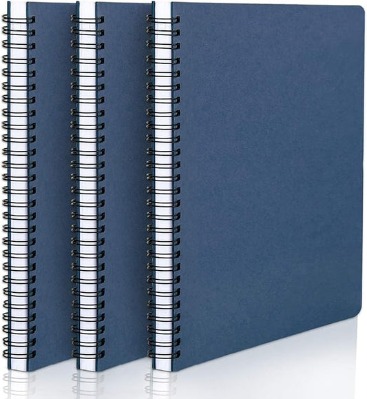 EUSOAR Hardcover Spiral Ruled Notebook, A5 3packs 5.5"X8.3" 120 Pages Blue Lined Travel Journal, Memo Notepad Sketchbook, Students College Office Business Subject Diary Ruled Book Journal-Royal