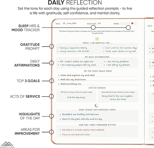 PRODUCTIVITY STORE Gratitude Journal & Self Care Journal - Guided Journal, Mindfulness Journal & Mental Health Journal All-In-One - Premium Daily Journal For Women & Men - A5 5.8" x 8.3" - Grey