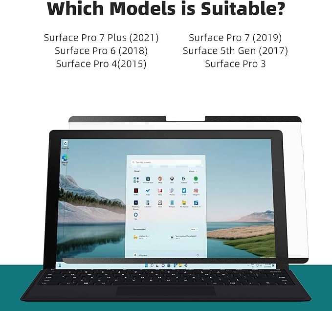 Magnetic Privacy Filter Compatible with Microsoft Surface Pro 7 Plus/Pro 7/Pro 6/Pro 5/Pro 4/Pro 3, 12.3 Inch Removable Anti Spy Glare Blue Light Privacy Screen