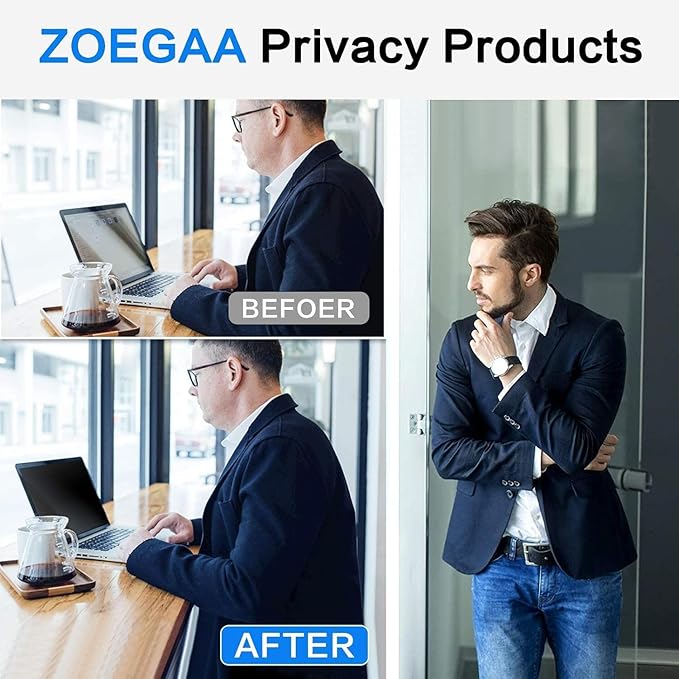 ZOEGAA 17.3 Inch Laptop Privacy Screen Filter for 16:9 Widescreen Display 15.1"x8.5" - Laptop Screen Privacy Shield and Anti Blue Light Anti Glare Screen Protector