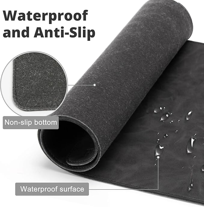 Magnetic Wireless Charging Desk Pad, Office Desk Mat with Wireless Charger, Waterproof and Scratch-Resistant Large Mouse Mat, Microfiber Leather Mouse Pad for Office and Home Use,Grey Color