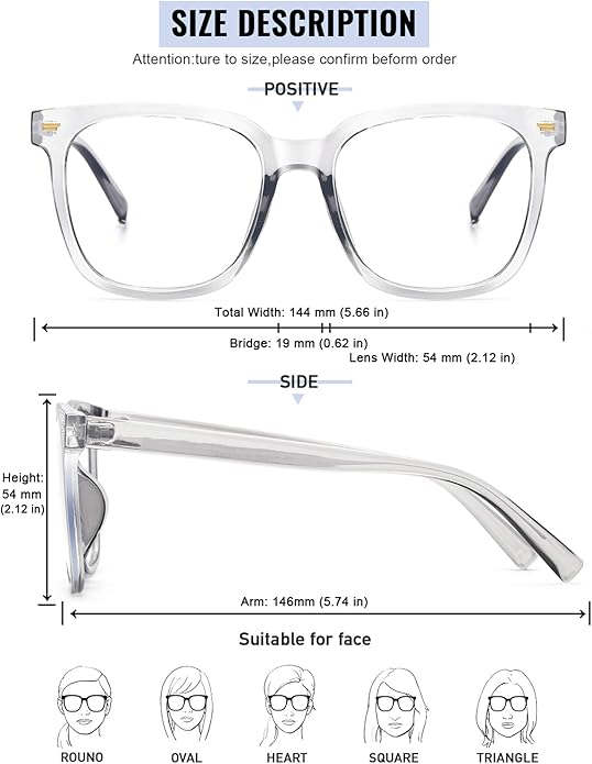 PANNER Oversized Square Blue Light Blocking Glasses for Women Men Anti Glare Reduce Eyestrain Computer Glasses