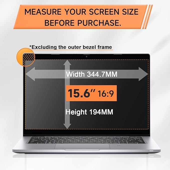 Nano Laptop Privacy Screen 15.6 Inch 16:9, No Glue Computer Monitor Privacy Shield, Matte Anti Glare Blue Light Filter Compatible with Lenovo Hp Dell Acer Asus Thinkpad Envy Xps