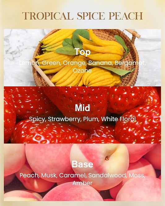 M&SENSE Tropical Spice Peach Scented 35oz 150H Burn Time, 3-Wick Natural Aromatherapy Candle Highly Scented Long Lasting, Home Fragrance Housewarming Gifts New Home Gift Ideas